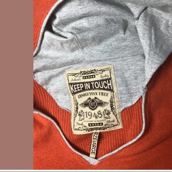 KEEP IN TOUCH Orange Wool Hooded Sweater  Sz L - Picture 5 of 6